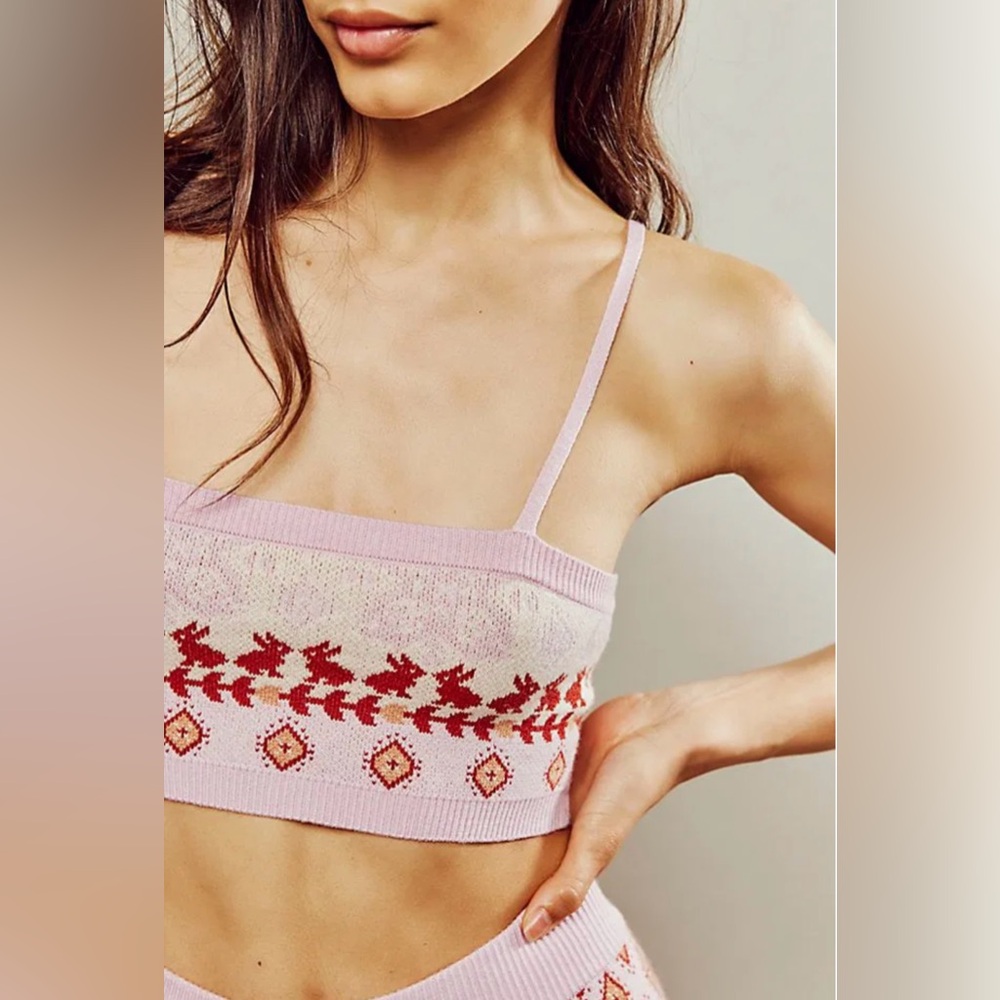 Free People Intimately Falling For You Bralette Top in Pink Candy Combo Size XL